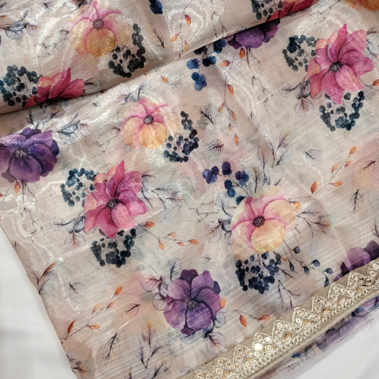 Organza Floral Printed Saree