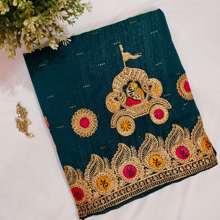 Dark Blue Shimmer Saree