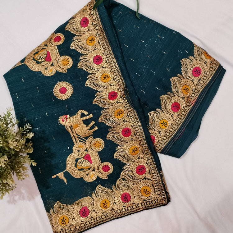 Dark Blue Shimmer Saree