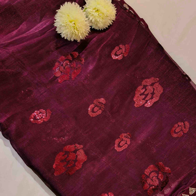 Magenta Jimmychoo Sequin Saree