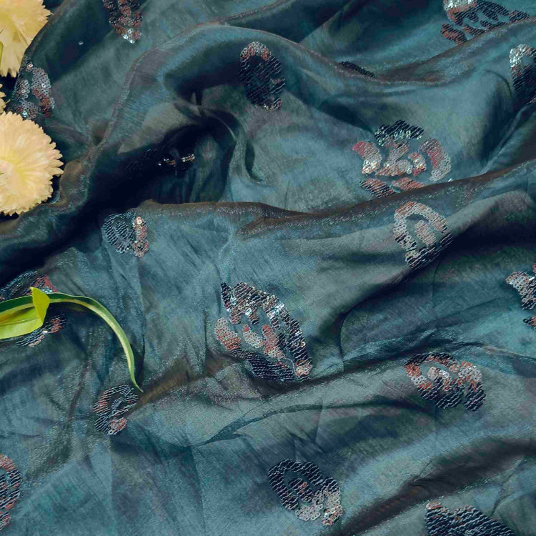 Midnight Blue Sequin Saree