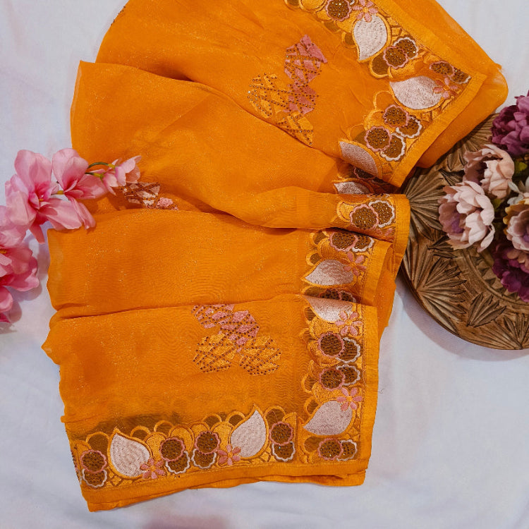 Yellow Shimmer Saree