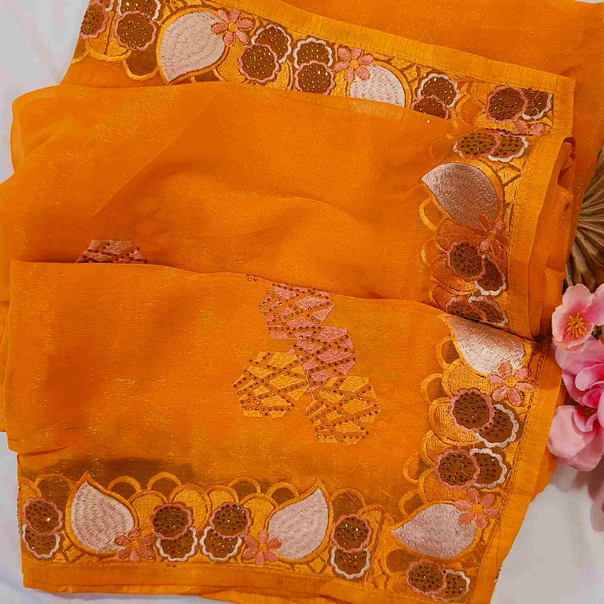 Yellow Shimmer Saree
