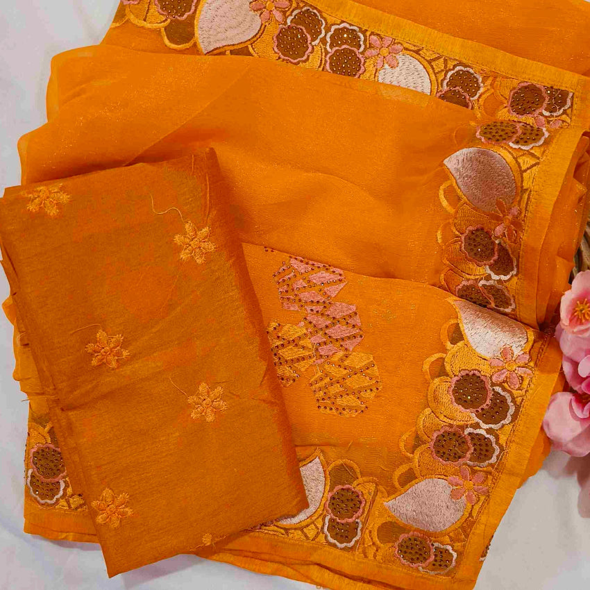 Yellow Shimmer Saree