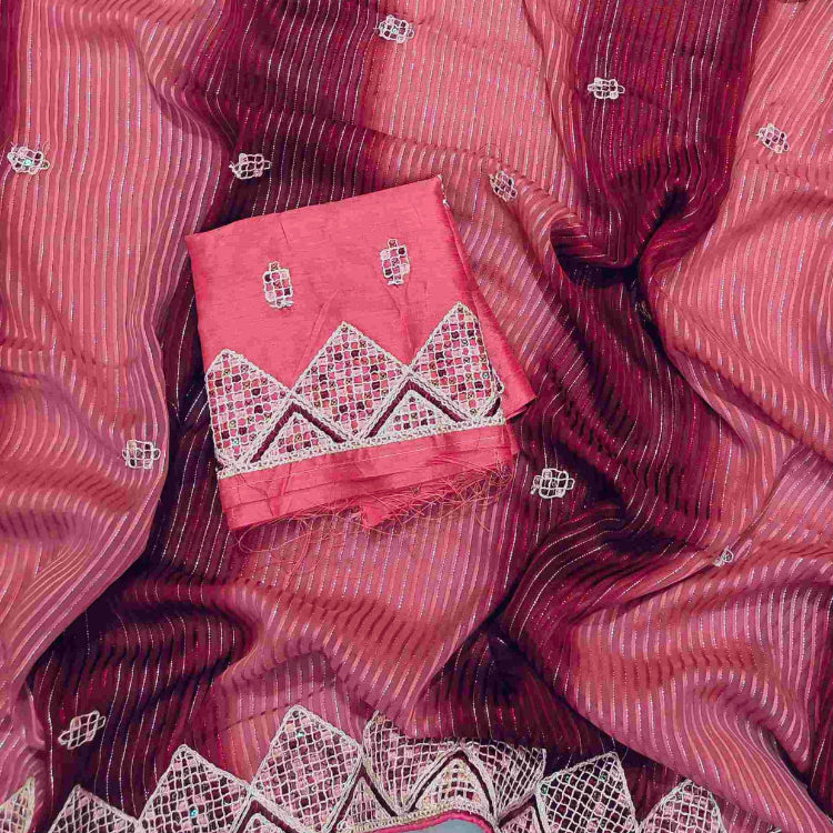 Maroon Georgette Embroidery Saree