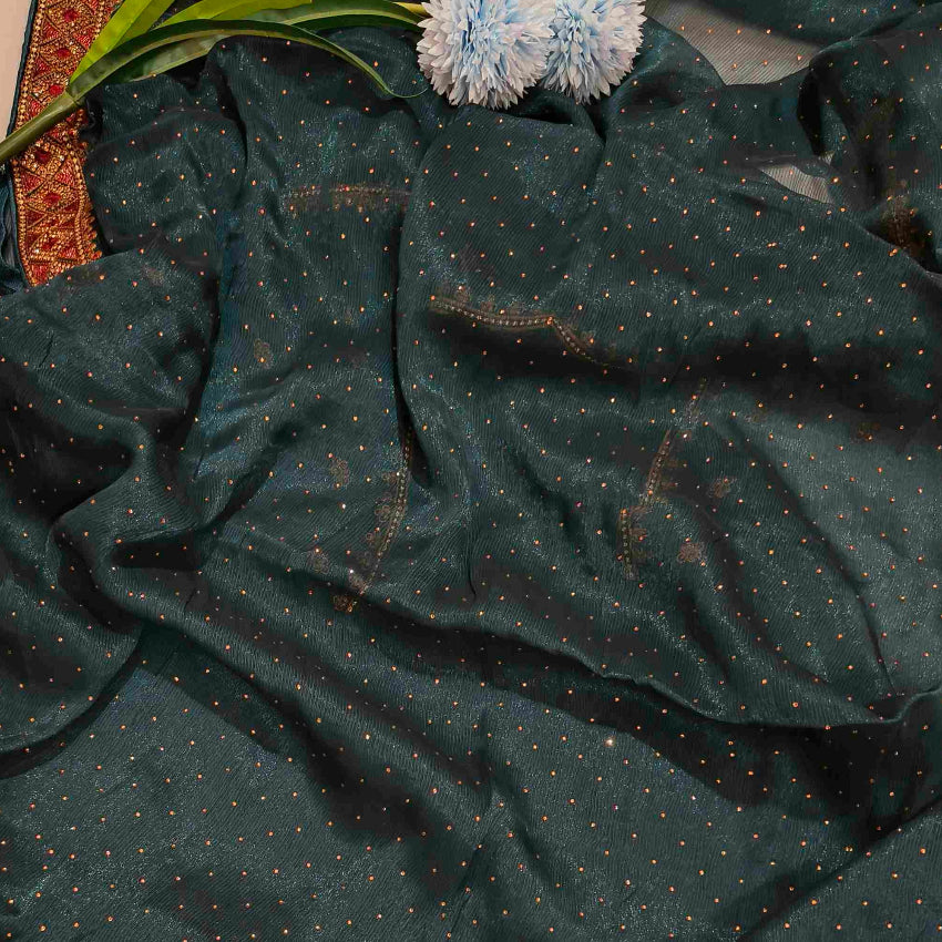 Blue Shimmer Stone Saree
