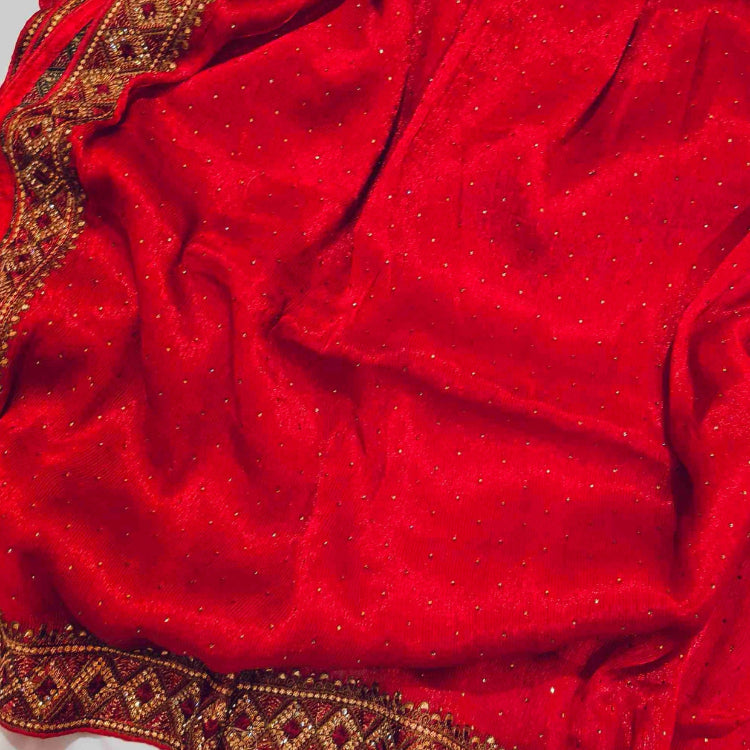 Red Shimmer Saree