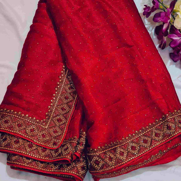 Red Shimmer Saree