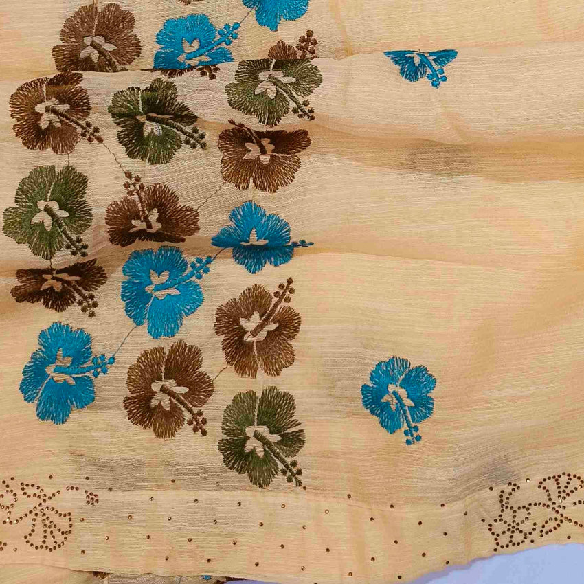 Pastel Yellow Art Silk Saree