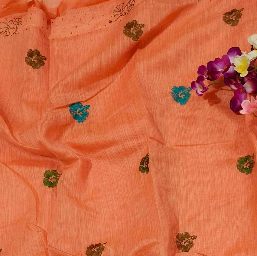 Peach Art Silk Saree