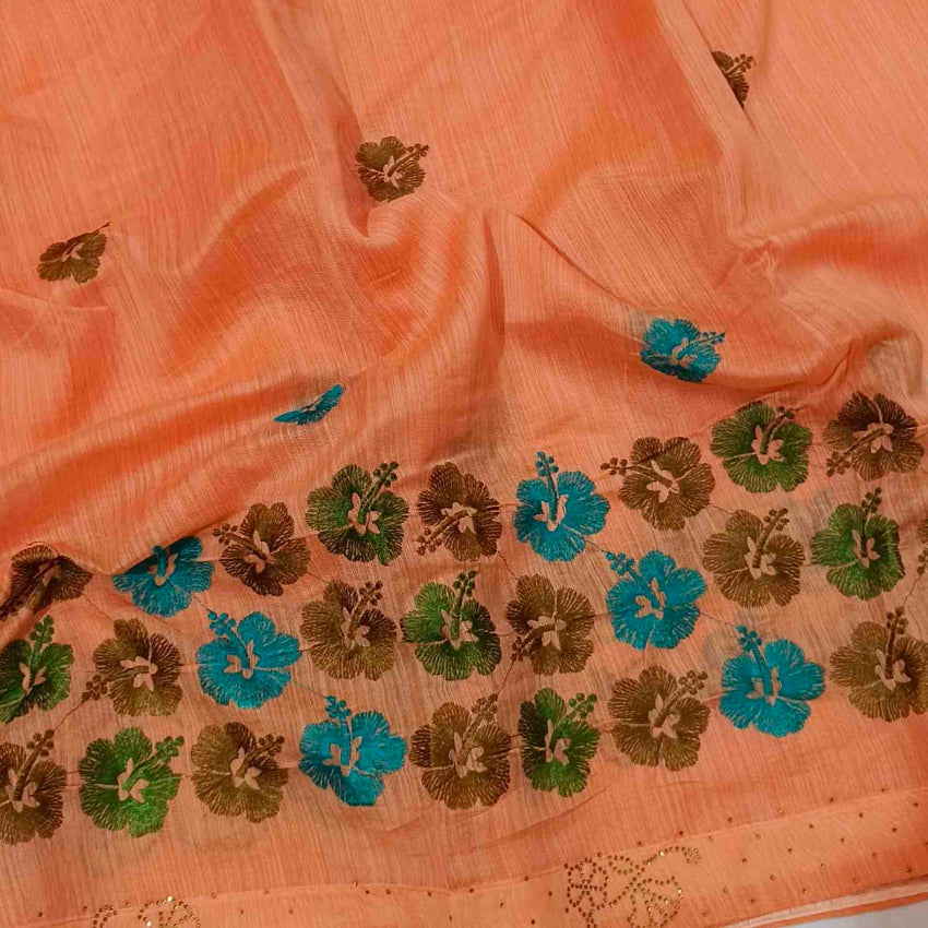 Peach Art Silk Saree