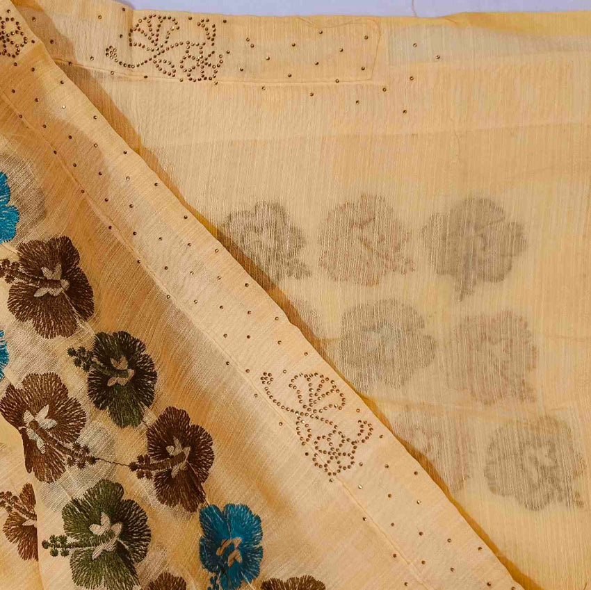 Pastel Yellow Art Silk Saree