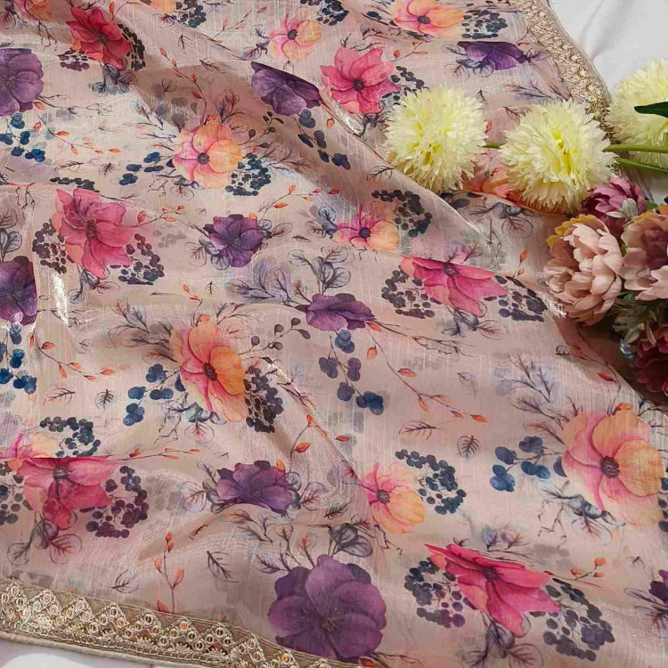 Organza Floral Printed Saree