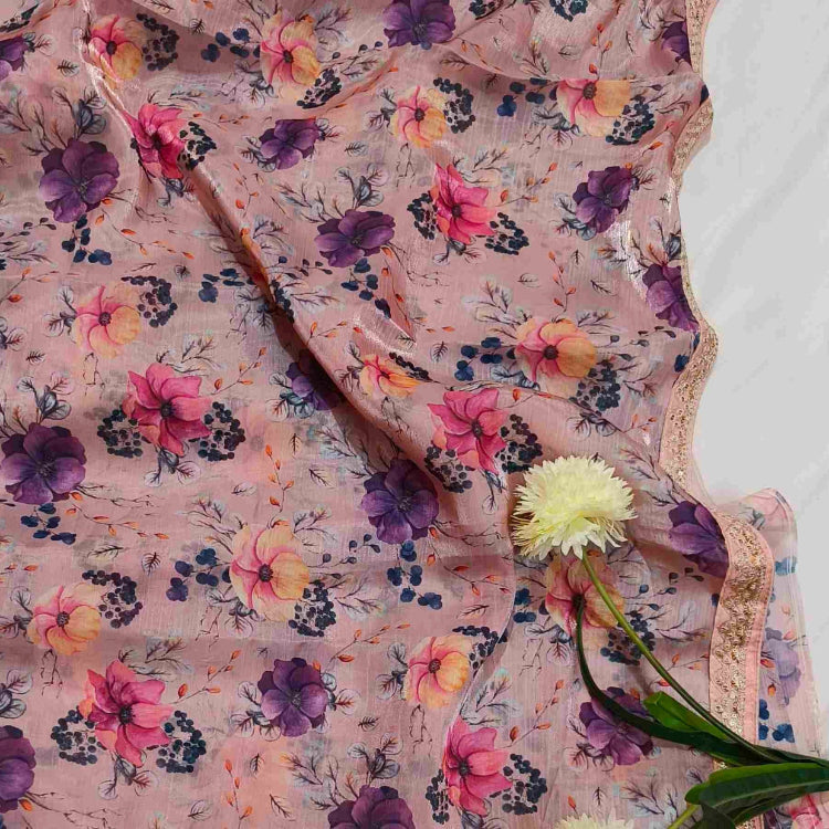 Floral Printed Organza Saree