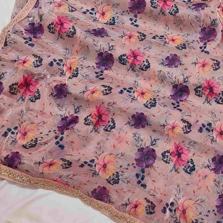 Floral Printed Organza Saree