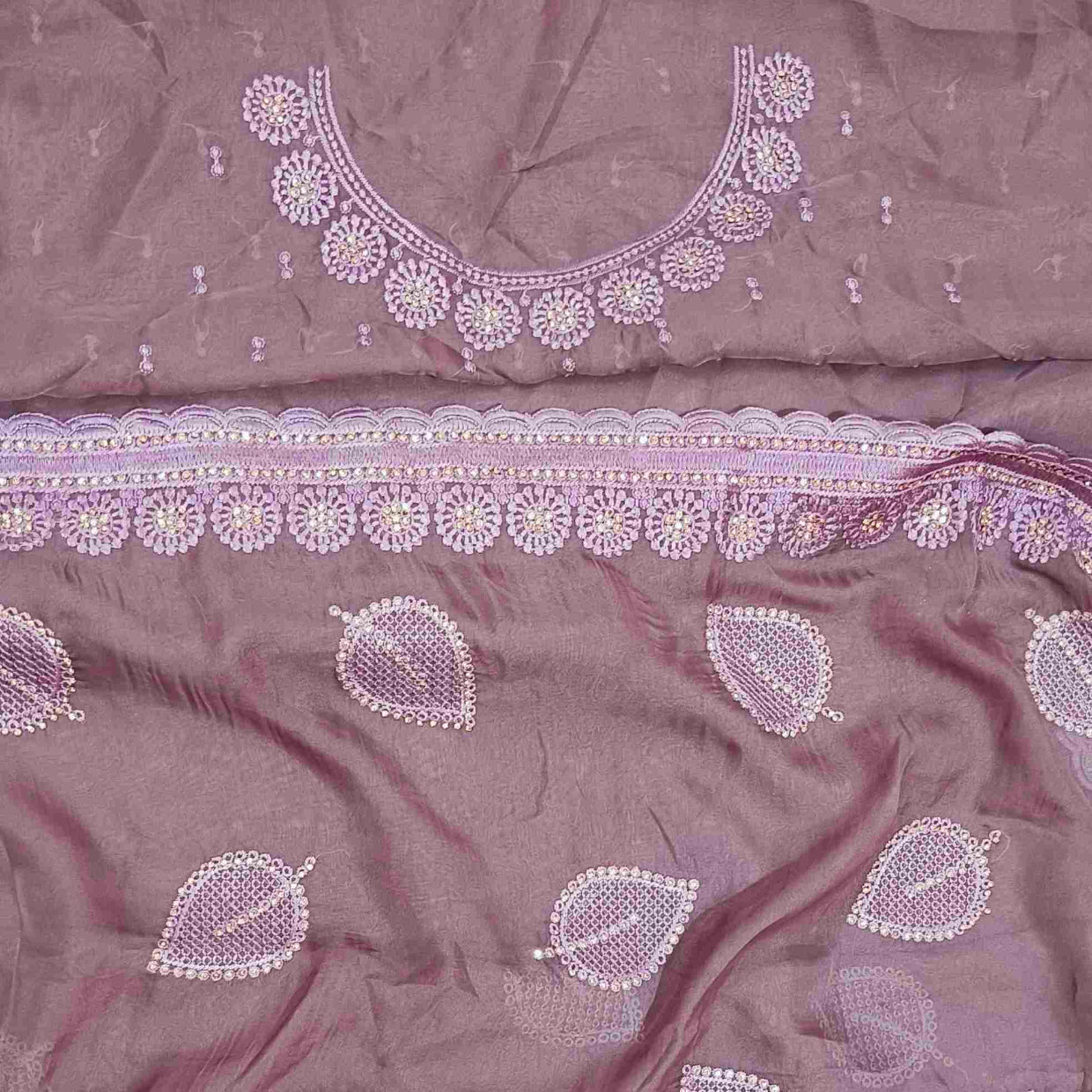 Pastel Lavender Satin Saree