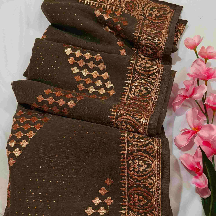 Olive Green Shimmer Saree