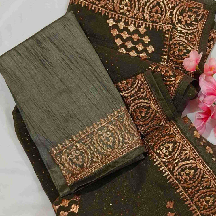 Olive Green Shimmer Saree