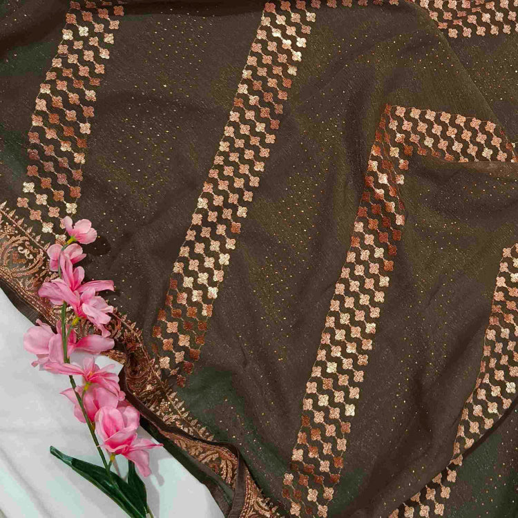 Olive Green Shimmer Saree