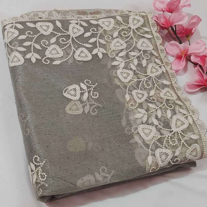 Grey Art Silk Saree