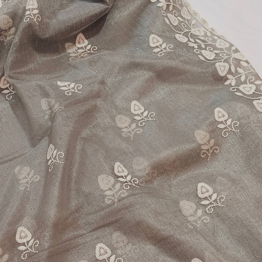 Grey Art Silk Saree