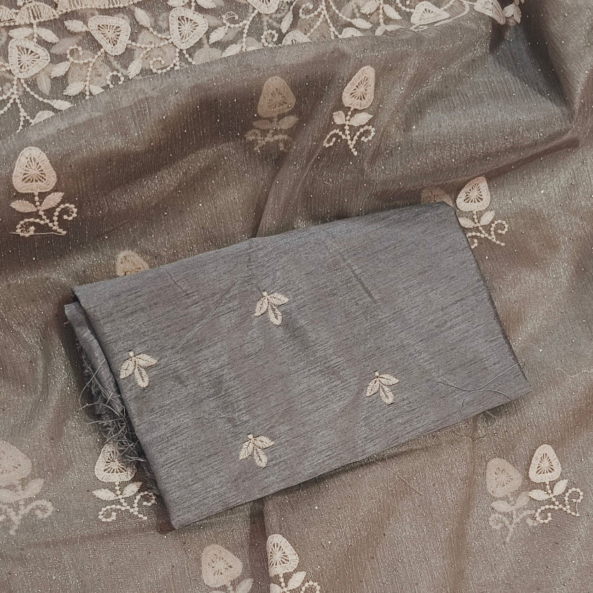 Grey Art Silk Saree