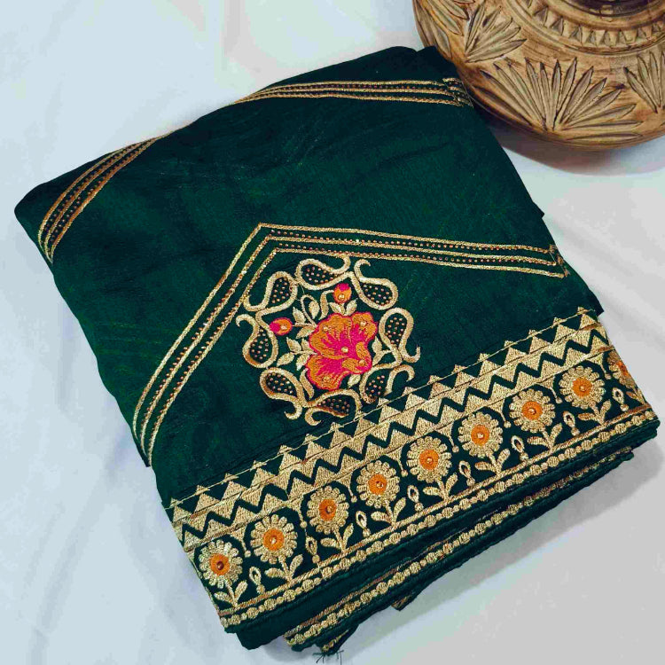 Green Art Silk Embroidery Saree