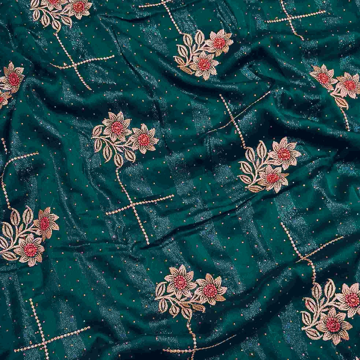 Green Shimmer Embroidered Saree