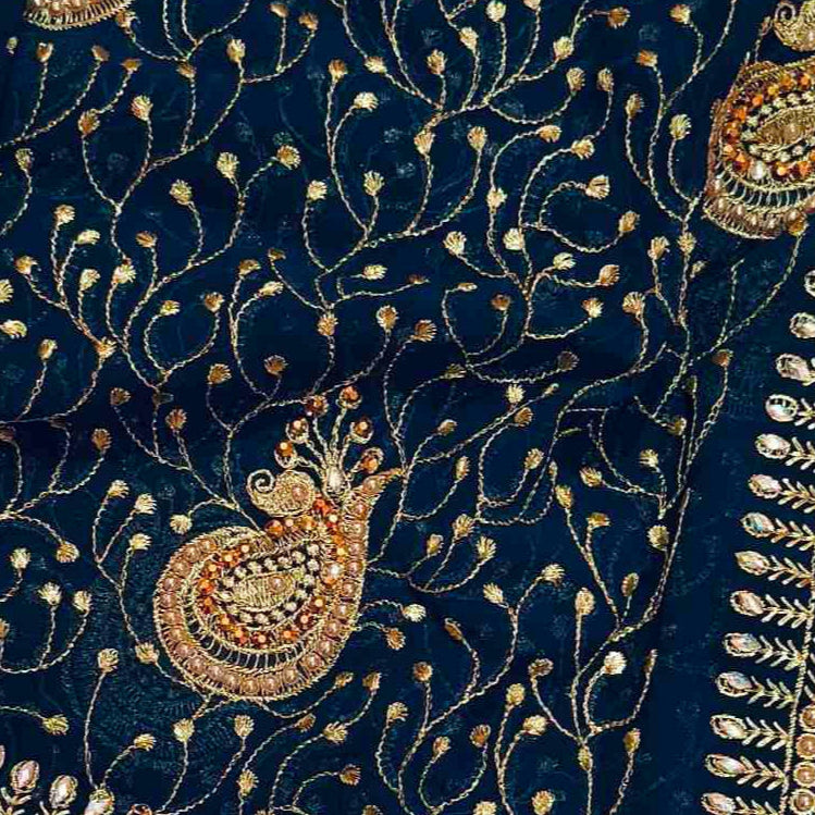 Georgette Blue Embroidery Saree
