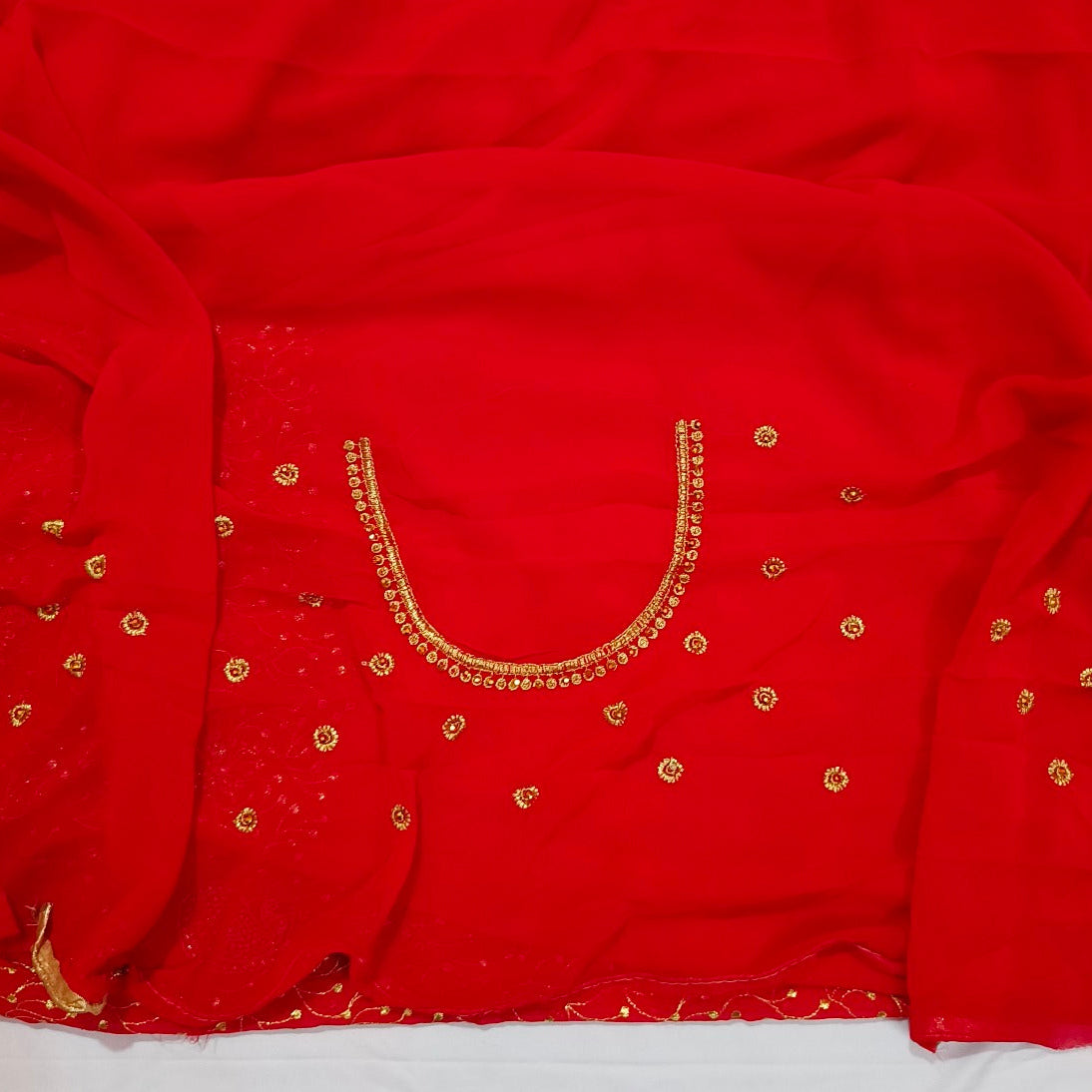 Red Georgette EmbroiderySaree
