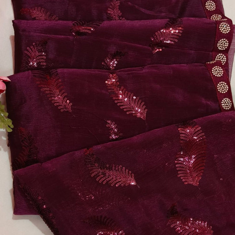 Jimmychoo Magenta Sequin Saree
