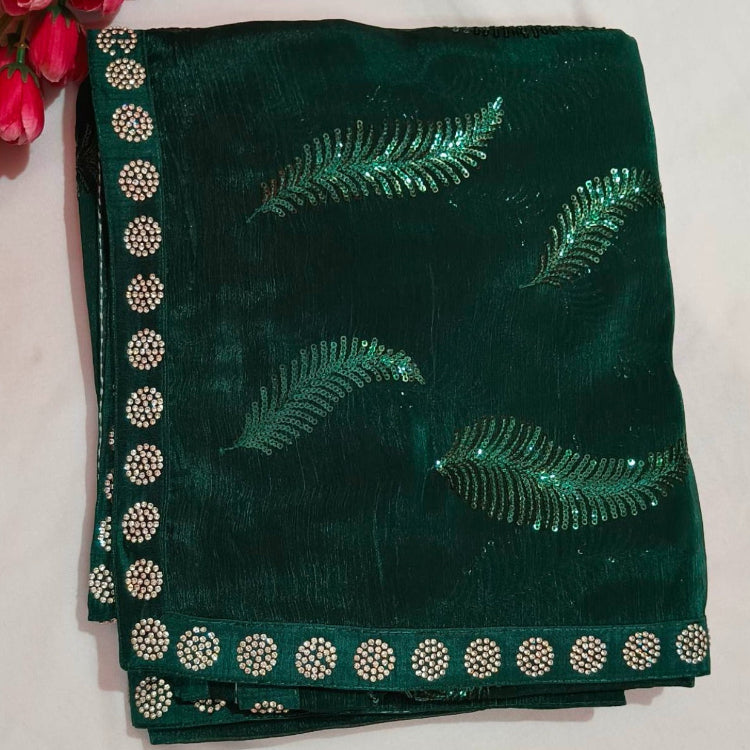 Jimmychoo Green Sequin Saree