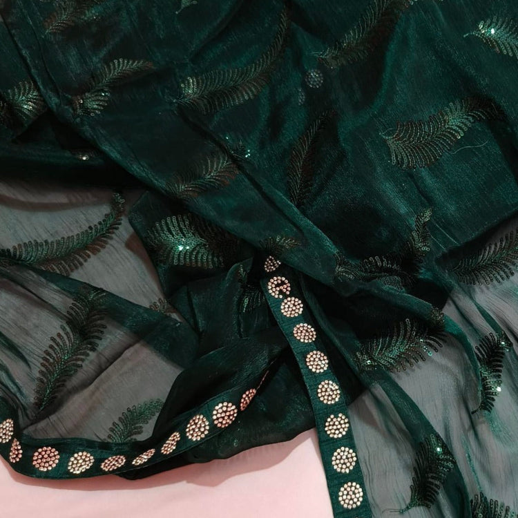 Jimmychoo Green Sequin Saree