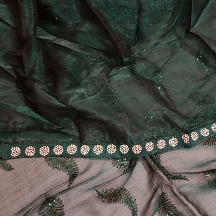 Jimmychoo Green Sequin Saree
