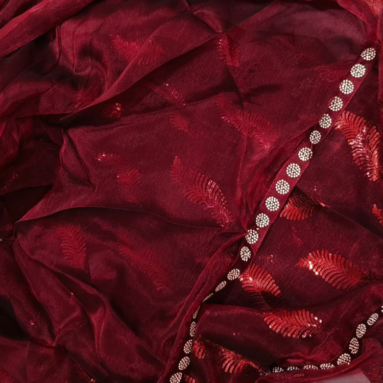 Jimmychoo Maroon Sequin Saree