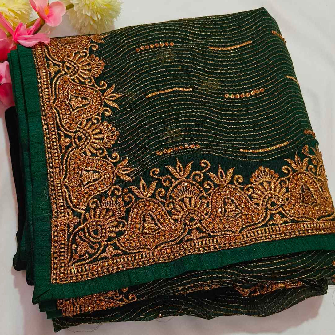 Shimmer Dark Green Saree