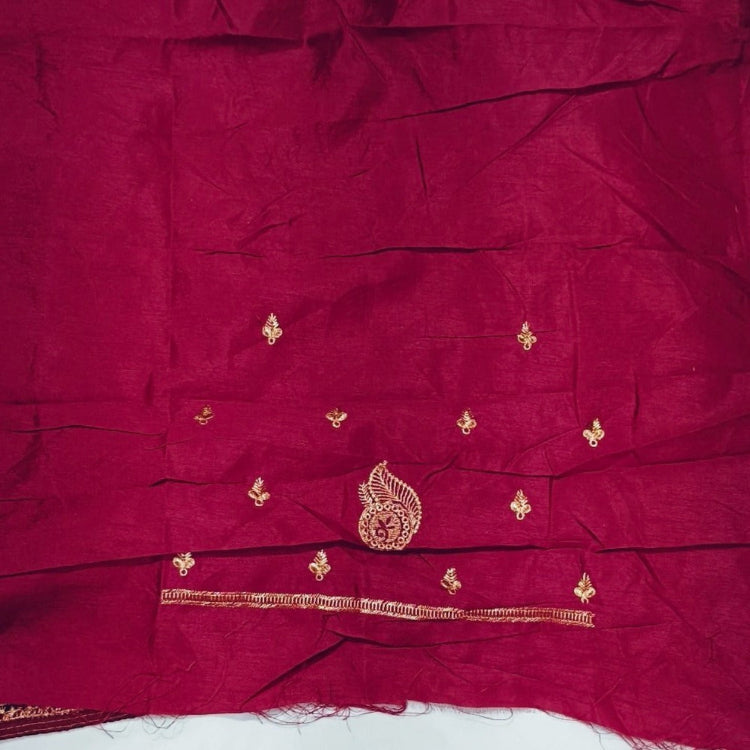 Maroon Shimmer Embroidery Saree