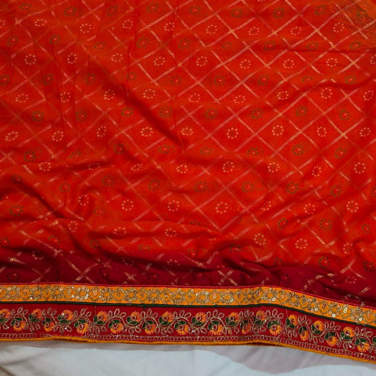 Orange Bandhani Georgette Saree