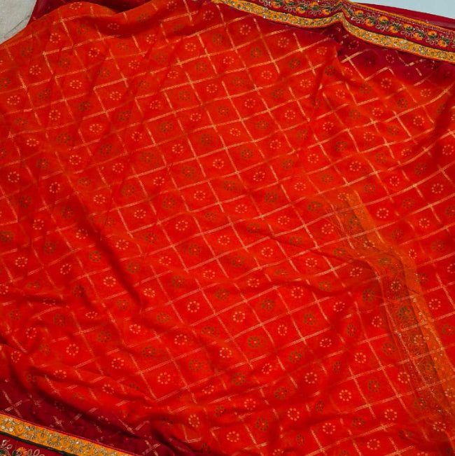 Orange Bandhani Georgette Saree