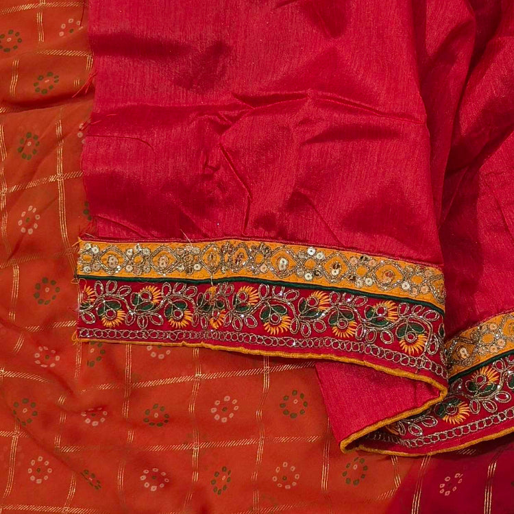 Orange Bandhani Georgette Saree