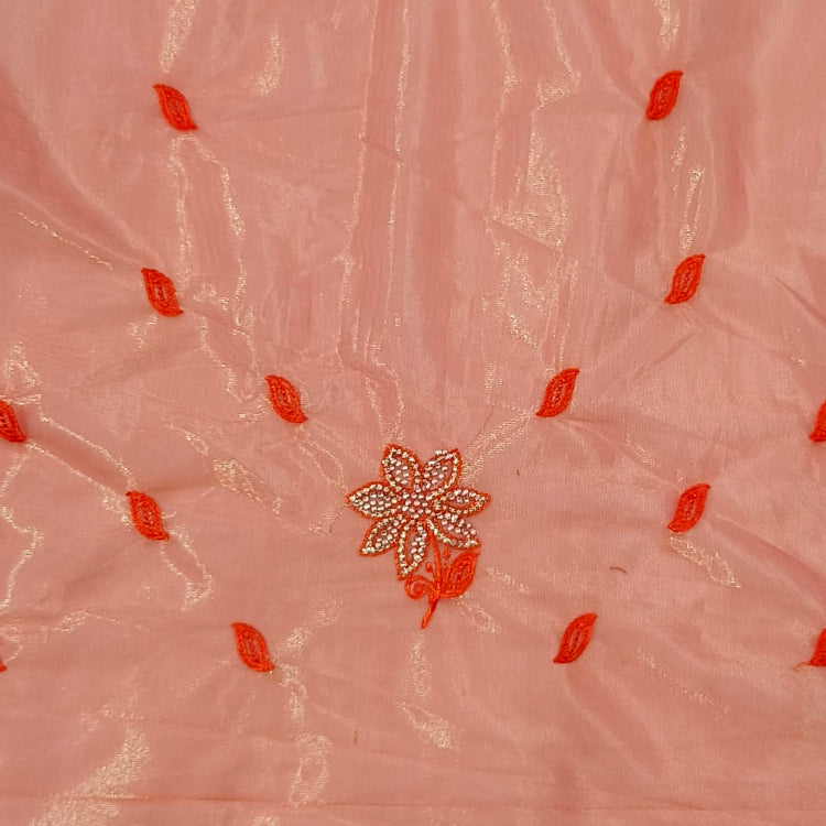 Shimmer Orange Embroidery Saree
