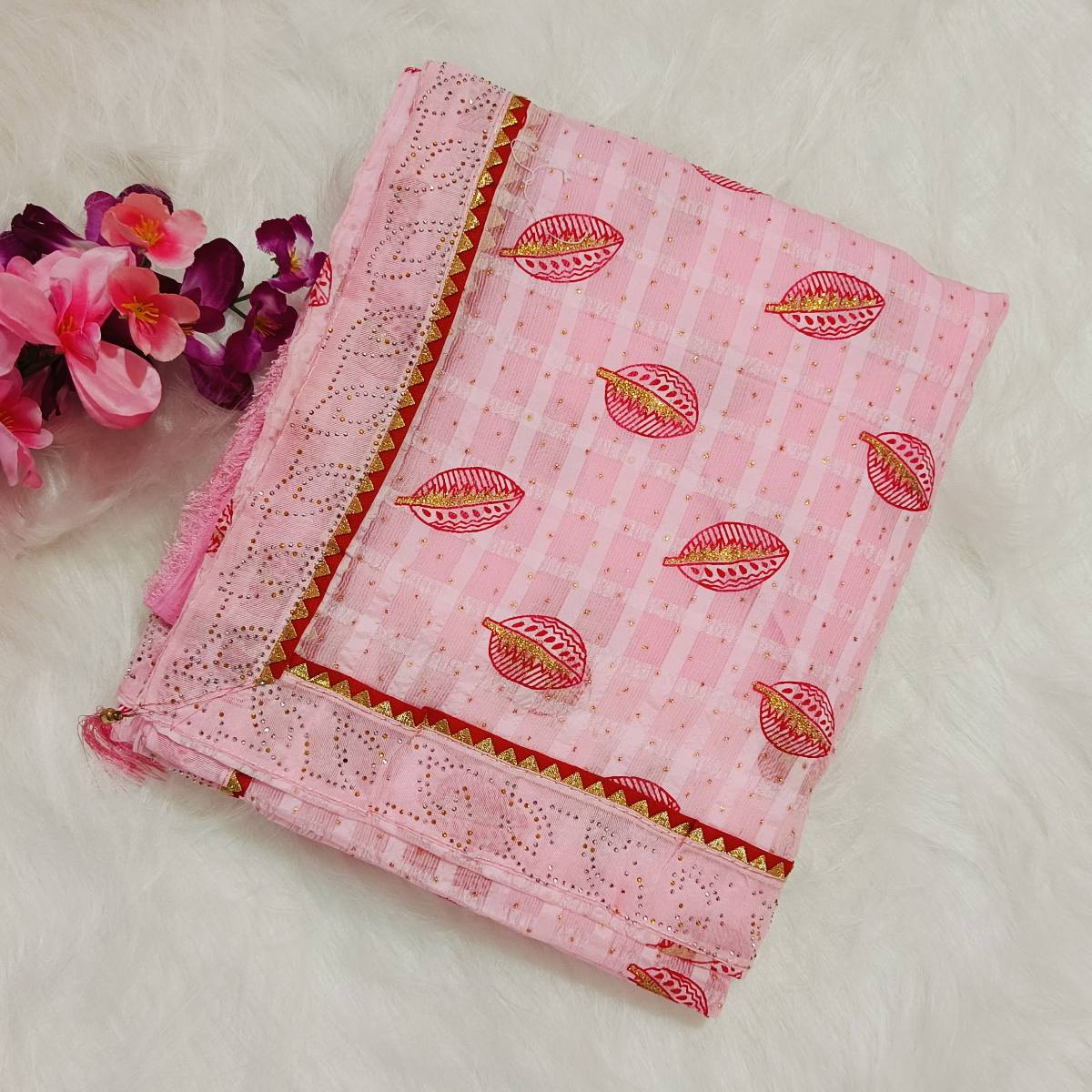 Pink Printed Saree