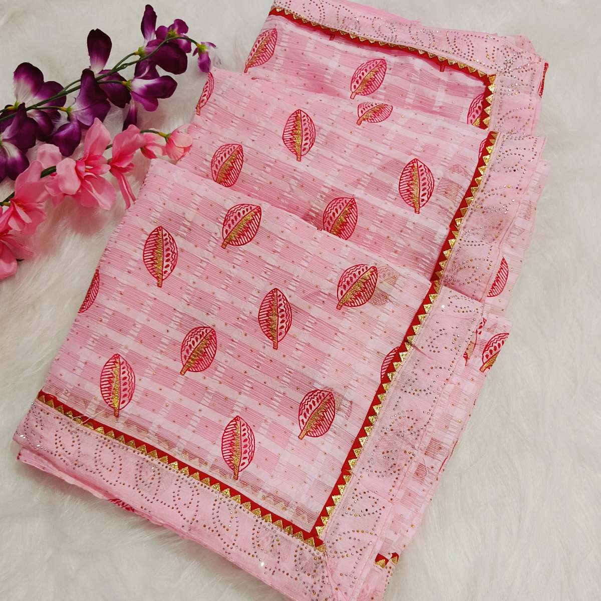 Pink Printed Saree