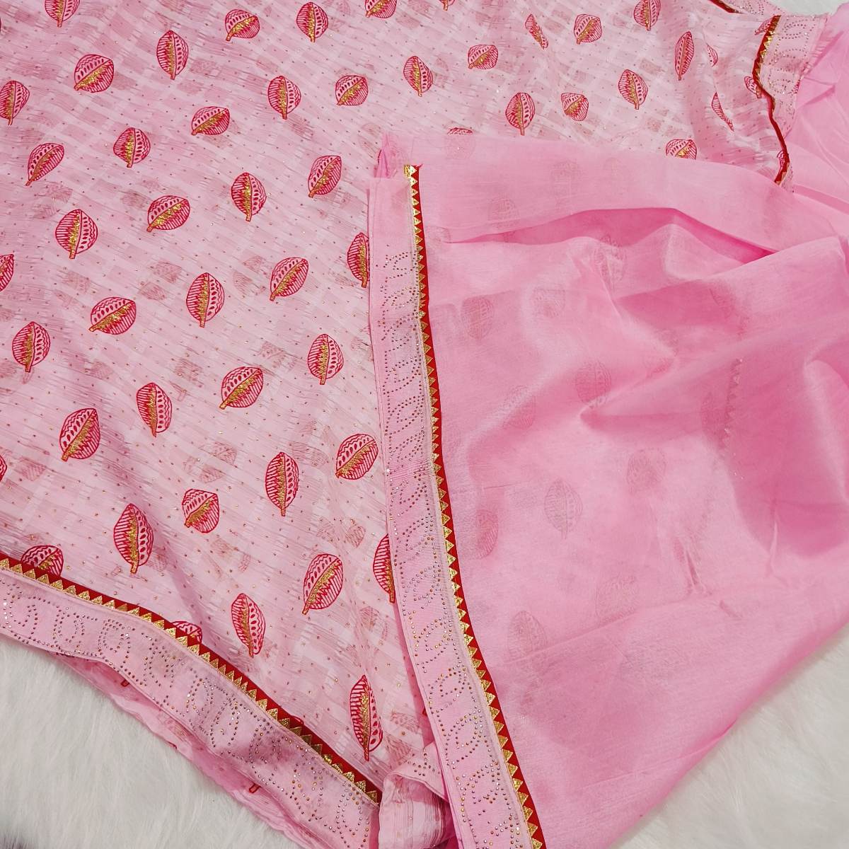 Pink Printed Saree