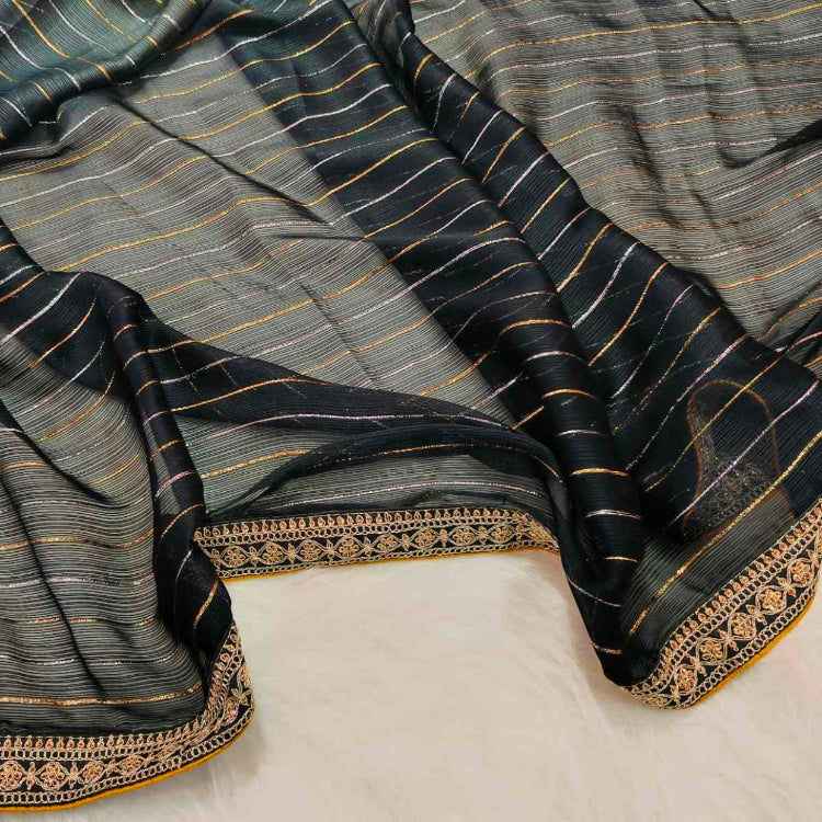 Black Grey Chiffon Saree