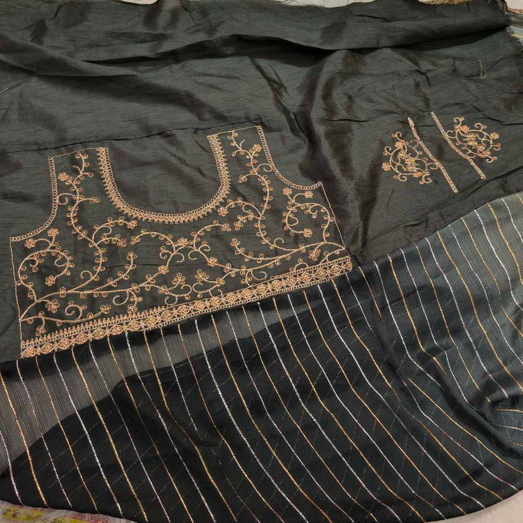 Black Grey Chiffon Saree