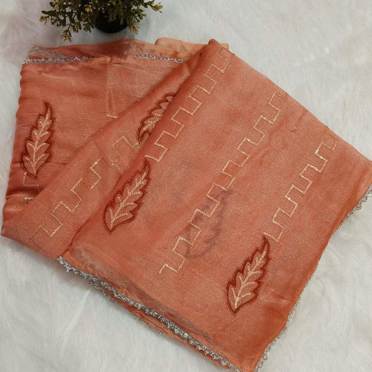 Pastel Peach Shimmer Saree