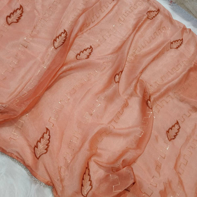 Pastel Peach Shimmer Saree