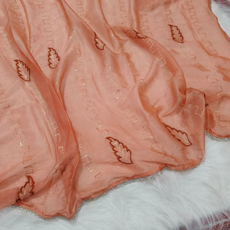 Pastel Peach Shimmer Saree