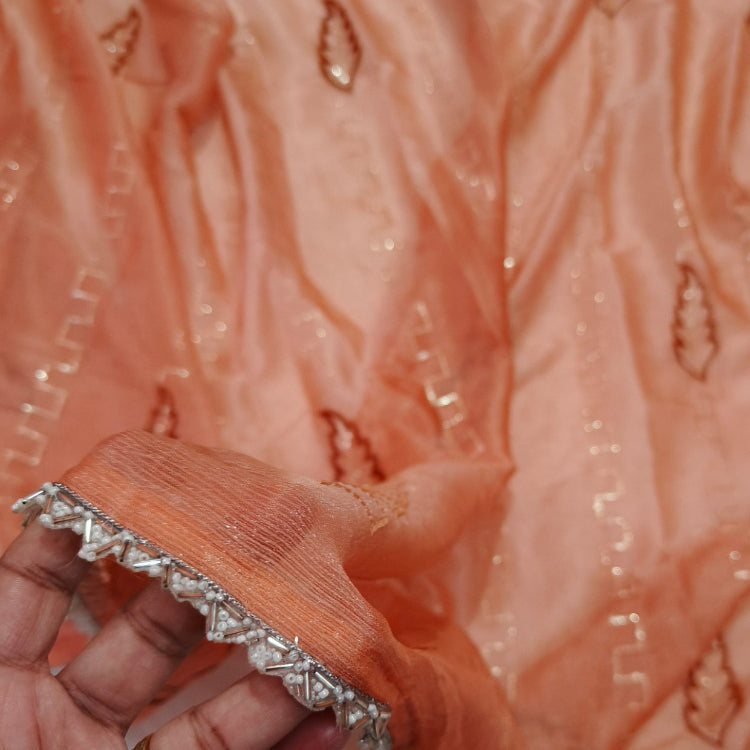 Pastel Peach Shimmer Saree